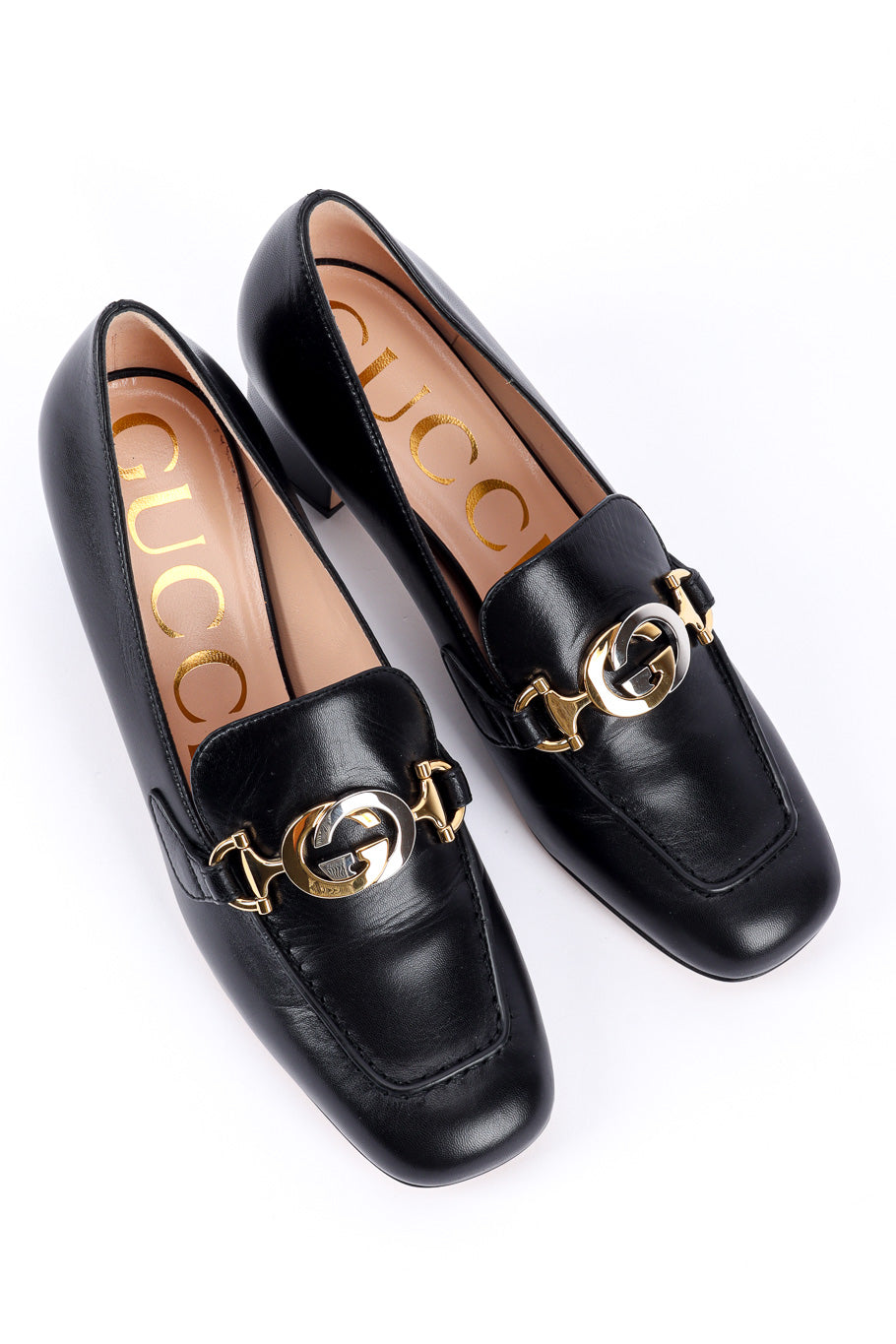 Horsebit loafers by Gucci on white background from above @recessla