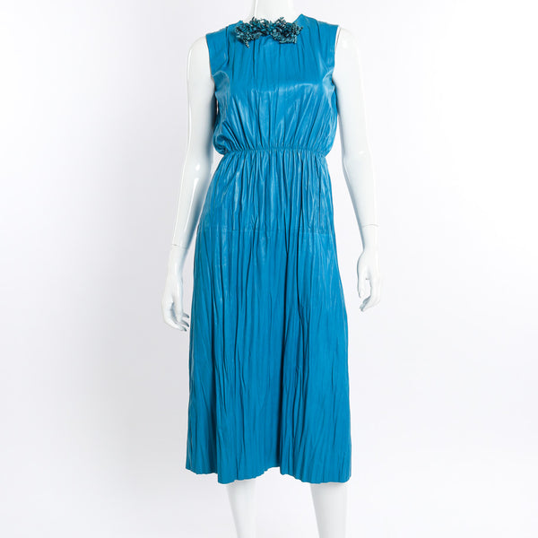 Gucci Sleeveless Pleated Leather Dress Recess