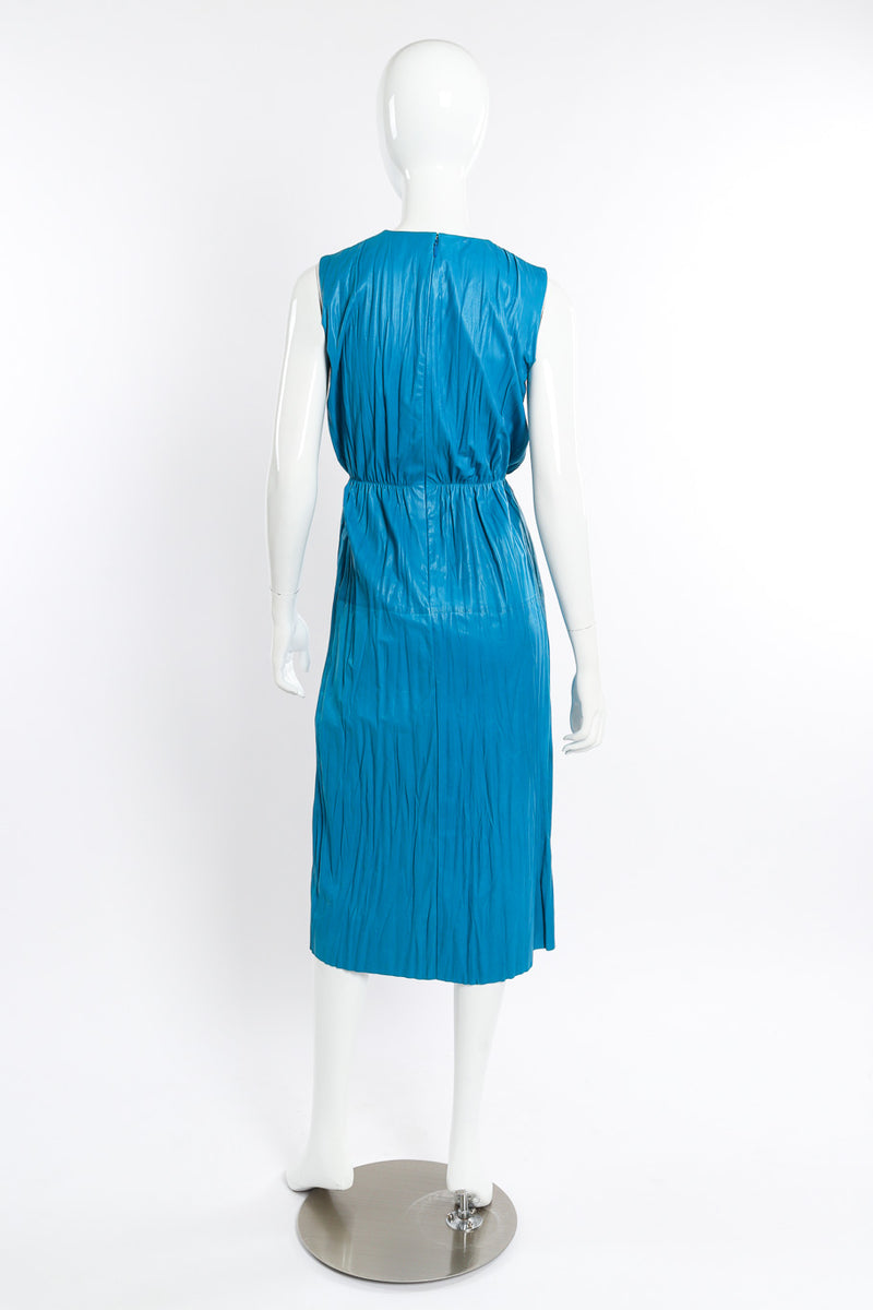 Gucci Sleeveless Pleated Leather Dress back on mannequin @recessla