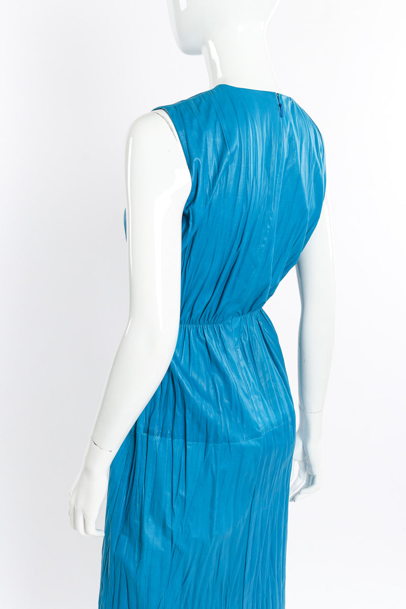 Gucci Sleeveless Pleated Leather Dress back on mannequin closeup @recessla
