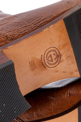 Vintage Gucci Brown Ostrich Leather Riding Boot embossed signature and size closeup @recessla