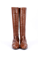 Vintage Gucci Brown Ostrich Leather Riding Boot front view @recessla