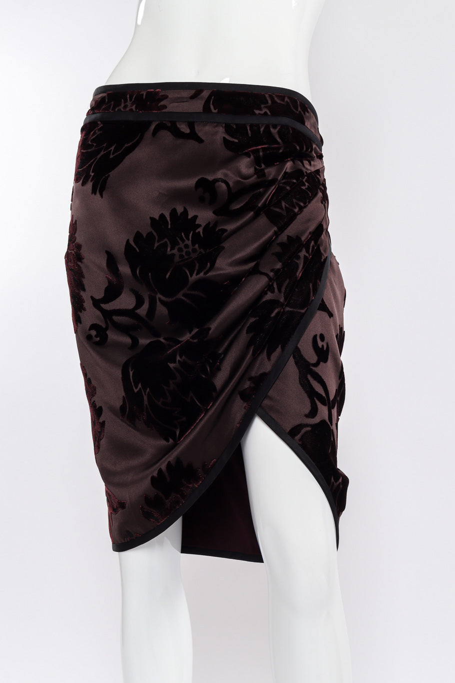 Gucci Velvet Burnout Wrap Skirt front view on mannequin @Recessla