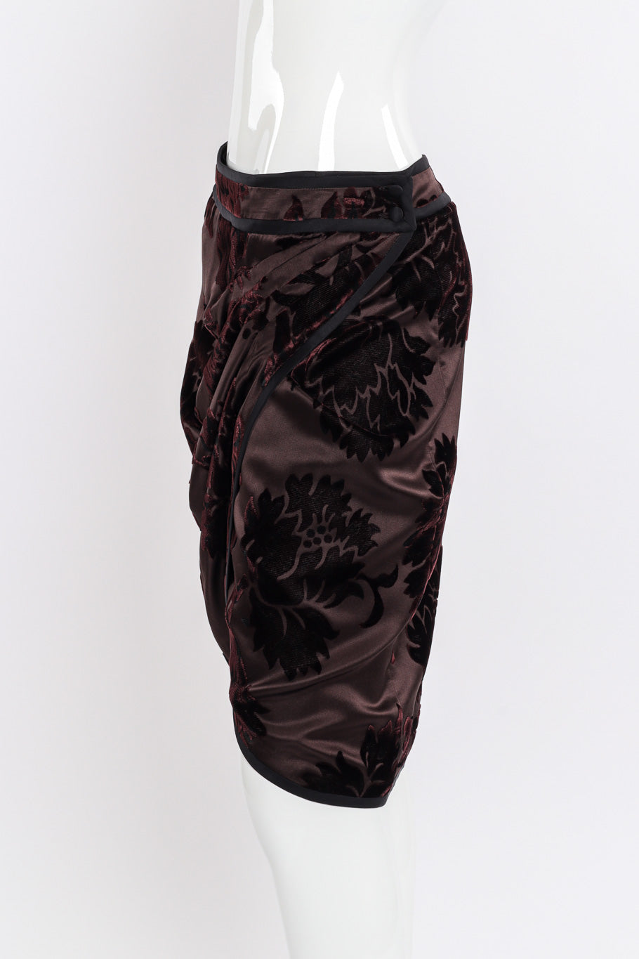 Gucci Velvet Burnout Wrap Skirt side view on mannequin @Recessla