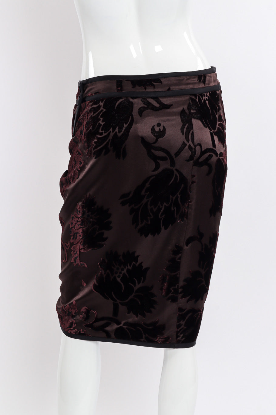 Gucci Velvet Burnout Wrap Skirt back view on mannequin @Recessla