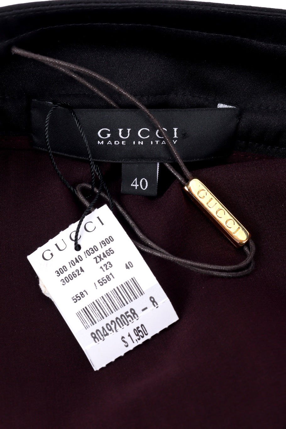 Gucci Velvet Burnout Wrap Skirt label and original tag closeup @Recessla