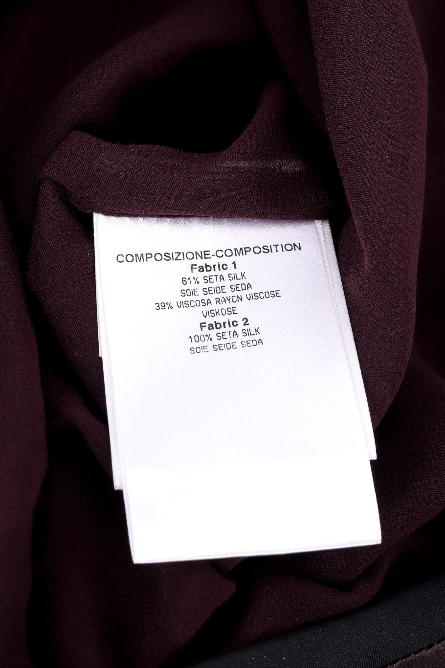 Gucci Velvet Burnout Wrap Skirt fabric content label closeup @Recessla