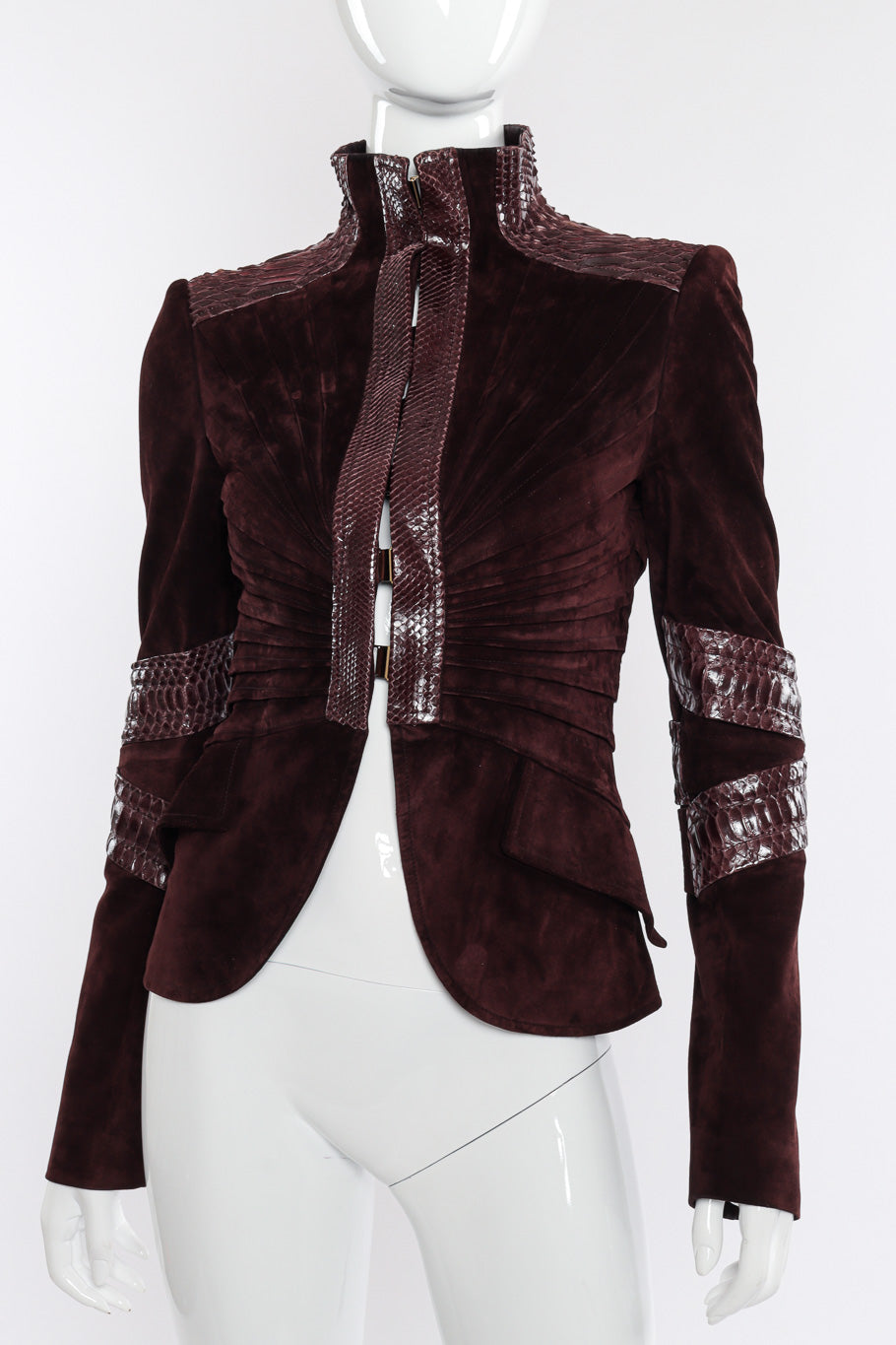 2004 F/W Suede Python Darted Jacket by Gucci on mannequin closed @recessla
