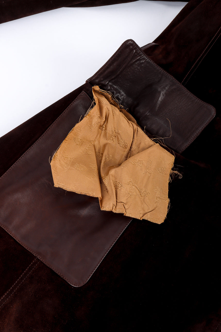 Vintage Gucci Suede and Leather Coat pocket lining @recessla