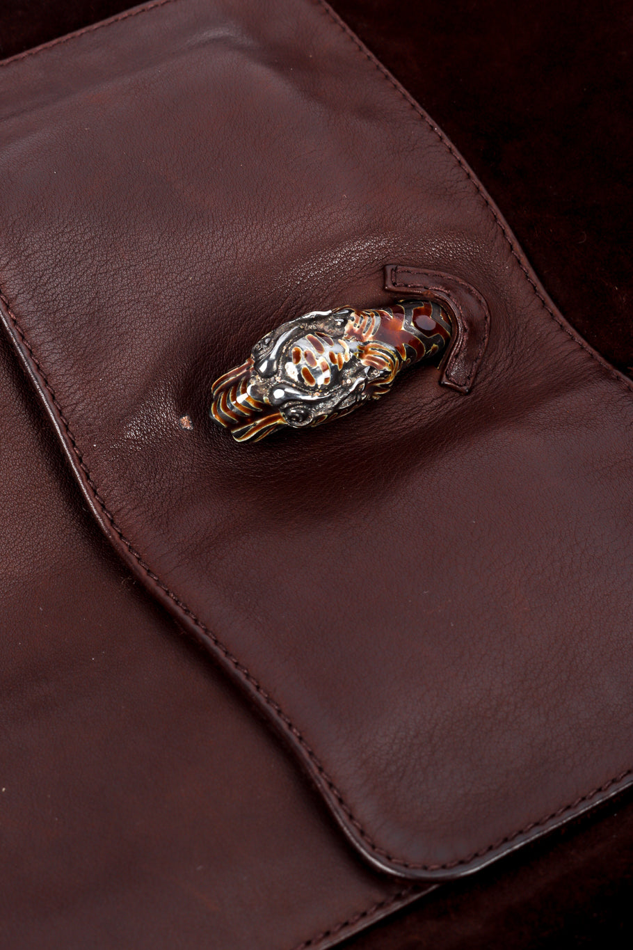 Vintage Gucci Suede and Leather Coat tiger hardware on pocket @recessla
