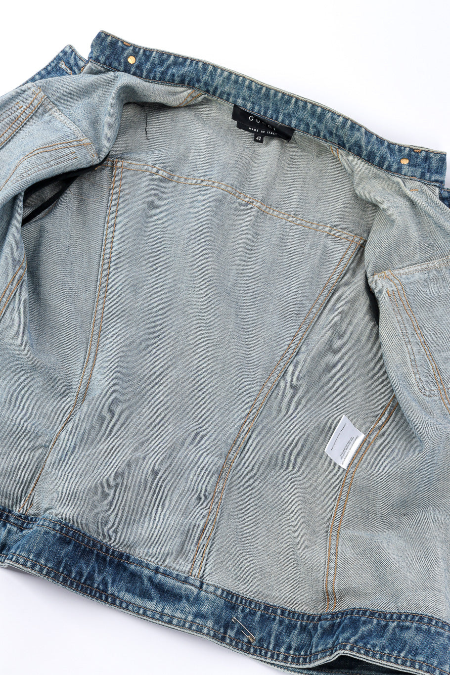 Bamboo Belt Denim Jacket by Gucci lining open @recessla