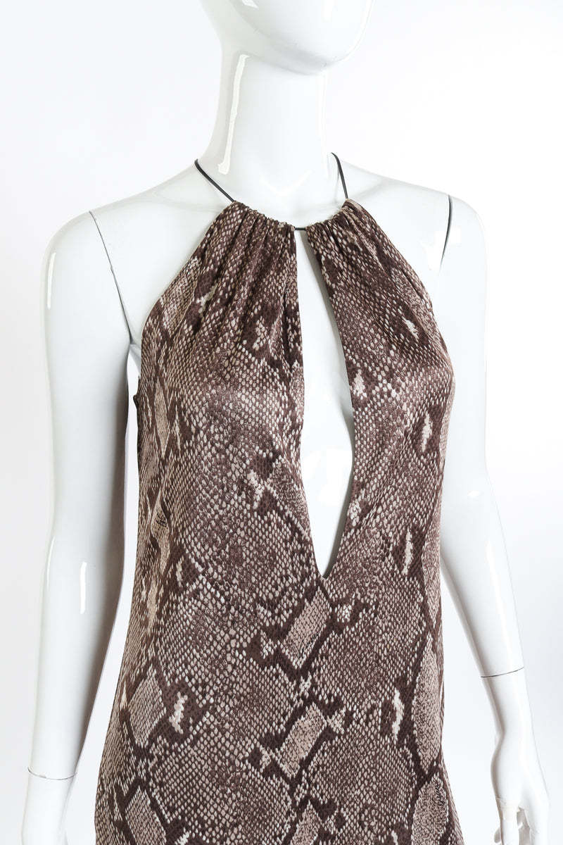 2000 S/S Python Mini Dress by Gucci on mannequin keyhole close @recessla