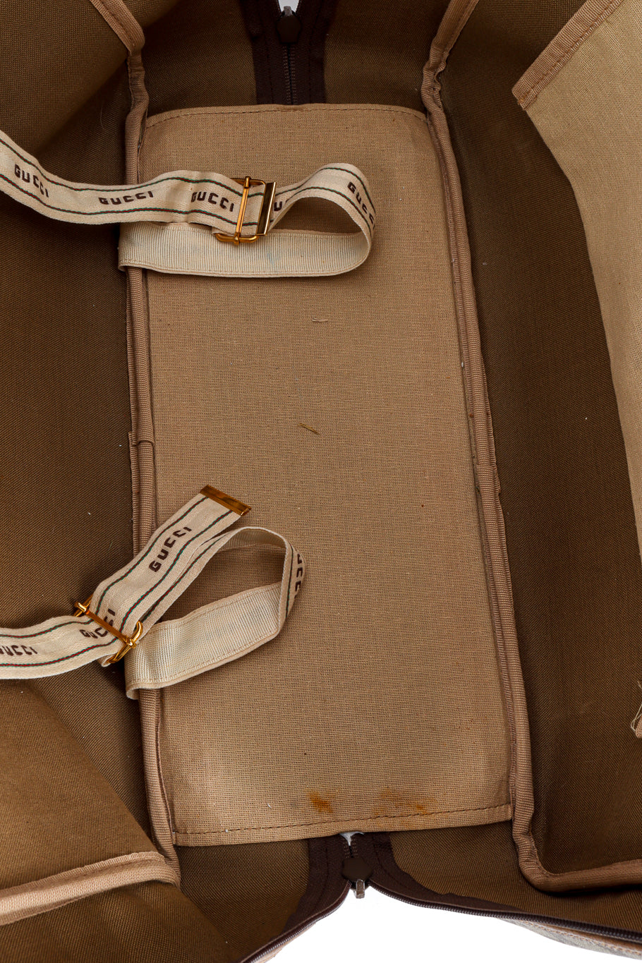 Vintage Gucci Monogram Suitcase interior closeup @recess la