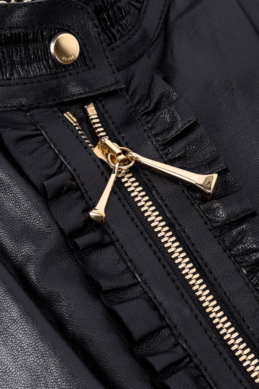 Gucci Leather Ruffle Top zipper closeup @Recessla