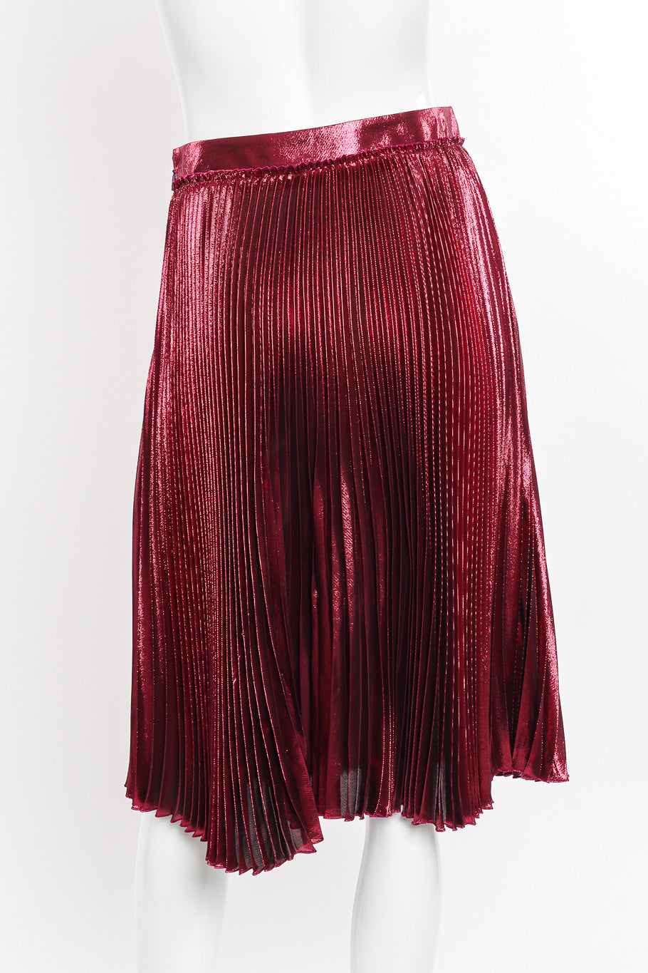 Gucci Metallic Accordion Pleat Skirt back view on mannequin @Recessla