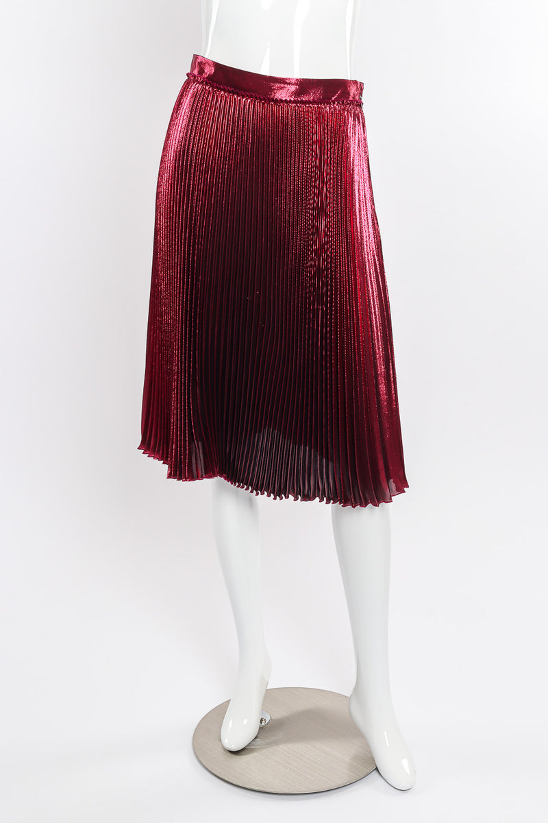 Gucci Metallic Accordion Pleat Skirt front view on mannequin @Recessla