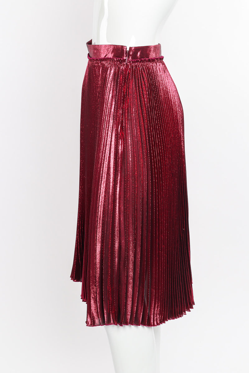 Gucci Metallic Accordion Pleat Skirt side view on mannequin @Recessla