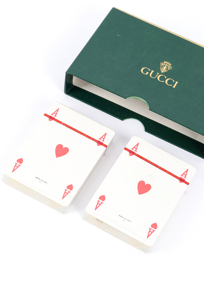 Vintage Gucci Yellow and Grey 2 Deck Playing Card Set deck closeup @recessla