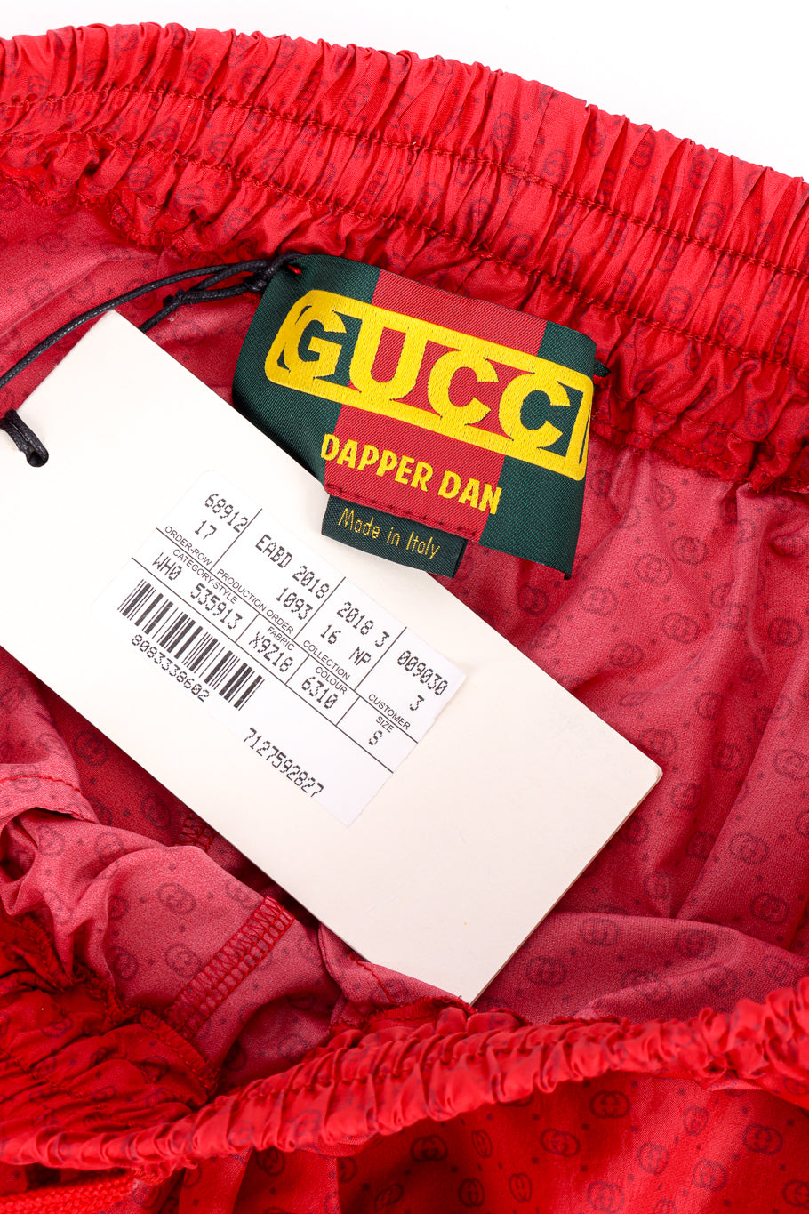 Gucci 2018 Pre-Fall Monogram Jogger signature label and hang tag details @recess la
