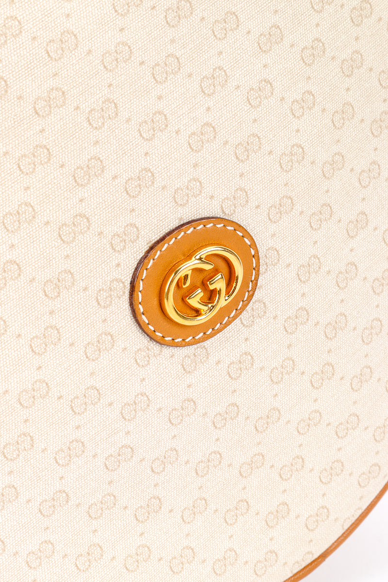 Vintage Gucci Monogram Canvas Circle Bag front logo charm closeup @recessla