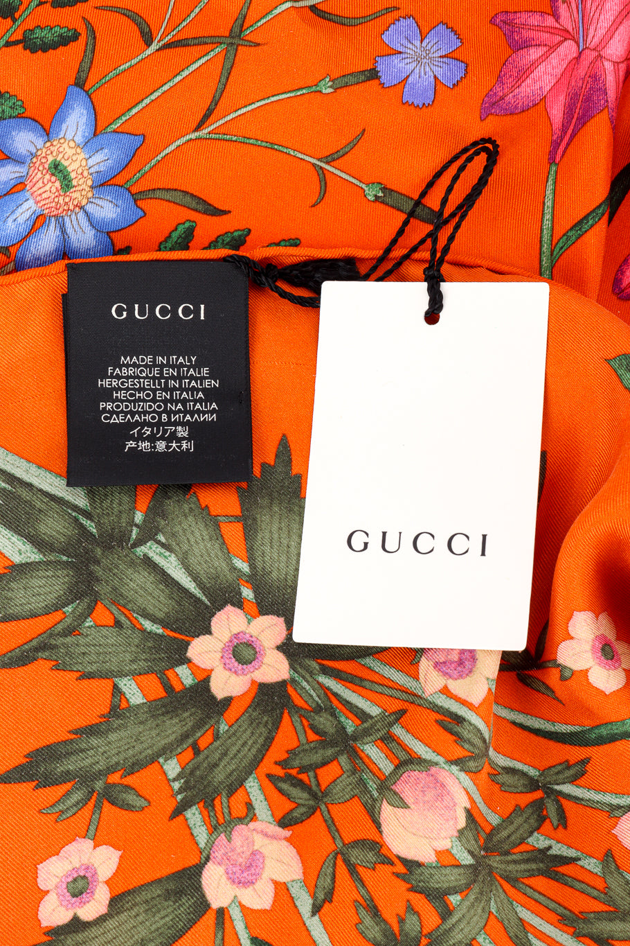 Gucci Floral Silk Scarf hang tag and origin label @recess la