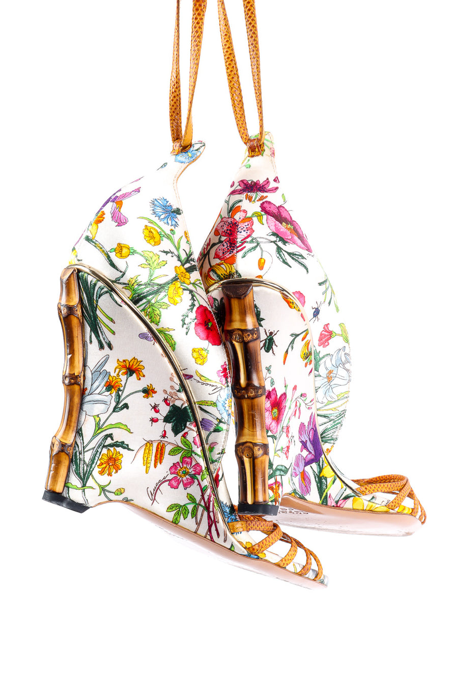 Gucci Flora Print Bamboo Wedge Sandal – Recess