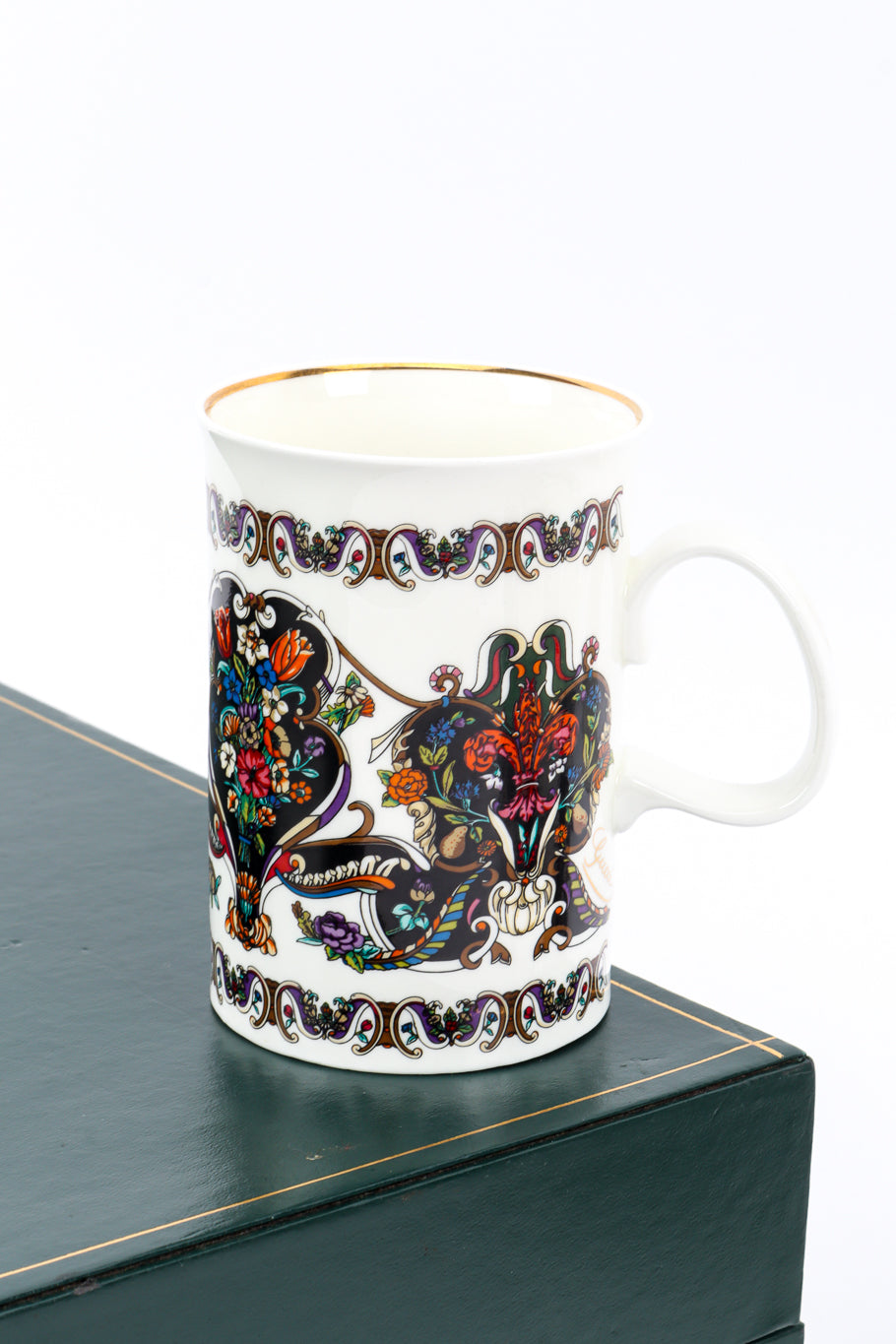 Gilded Floral Signed Mugs Boxed Set by Gucci mug on edge of box @recessla