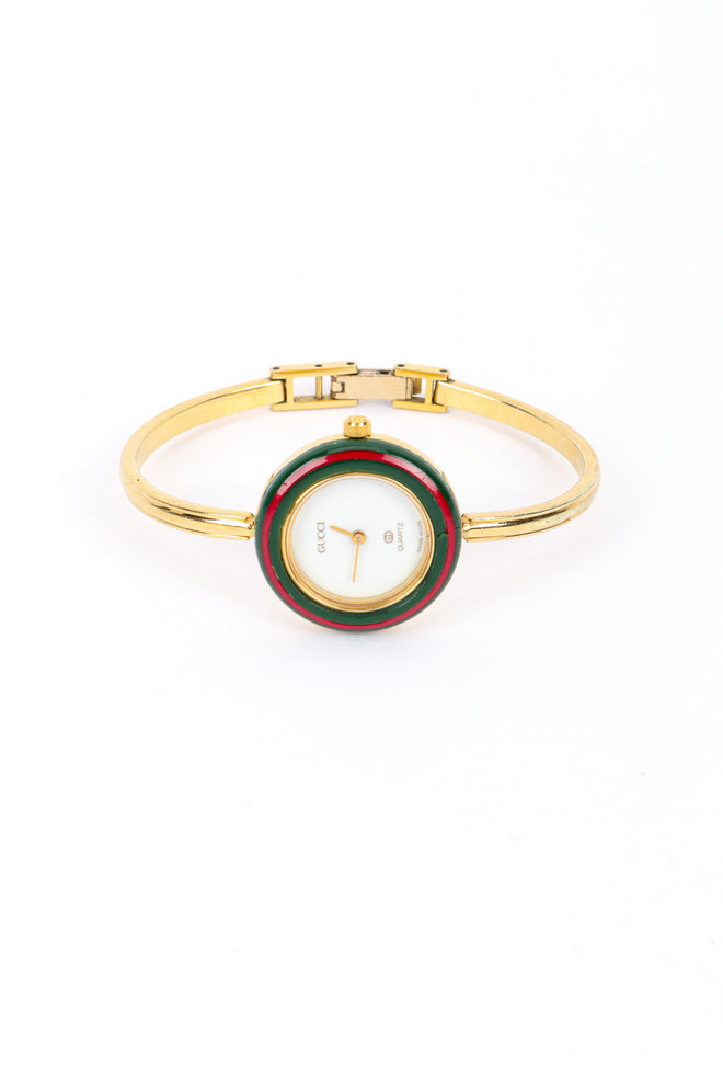 Vintage Gucci 10 Bezel Bracelet Watch Set front @recess la