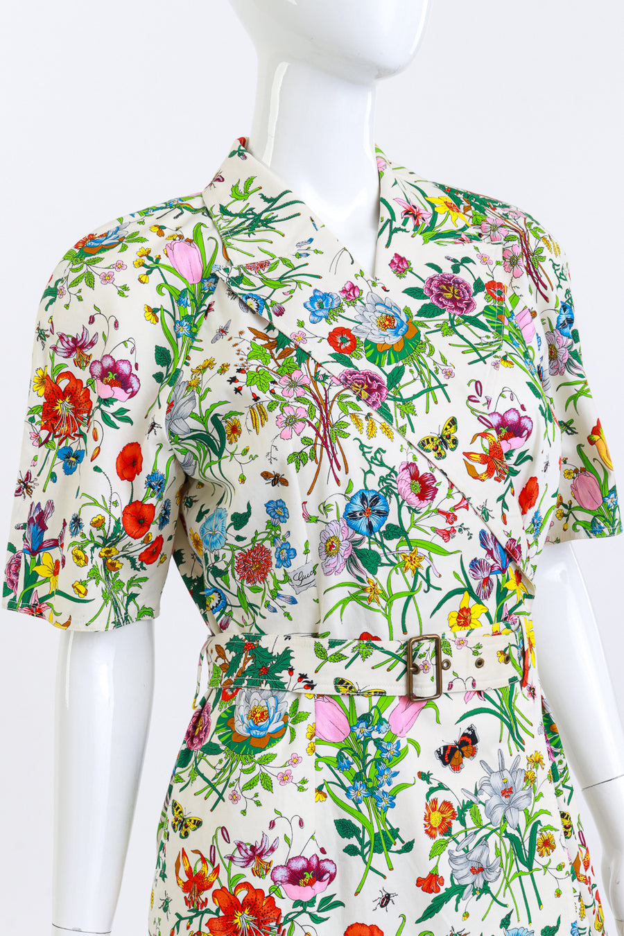 グッチ「フローラ」ラップドレス 半袖 Vintage Gucci Flora Print Wrap Dress – Recess