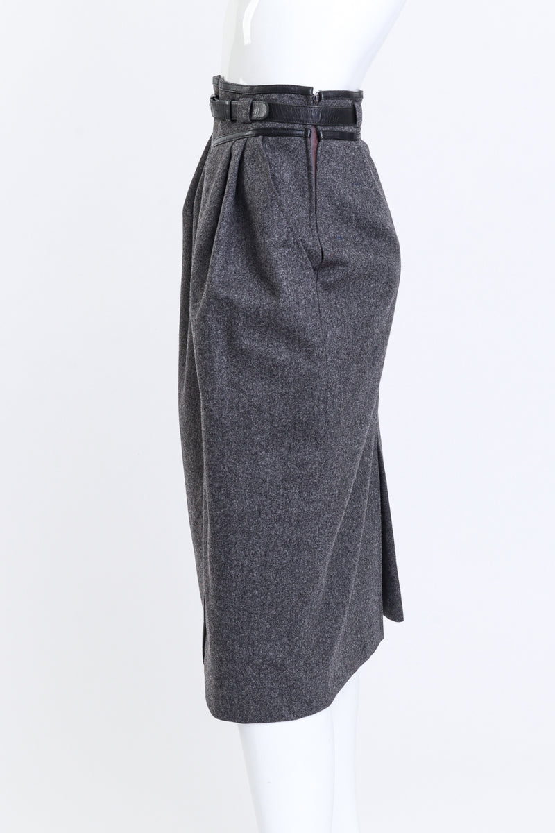 Vintage Gucci Belted Wool Pencil Skirt side on mannequin @recess la