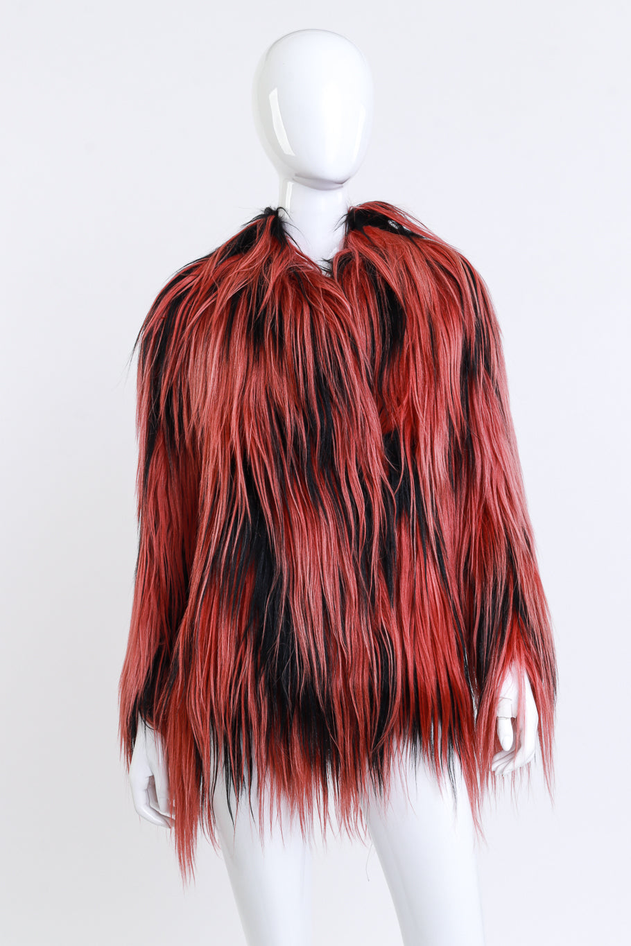 Long Goat Fur Jacket by Gucci on mannequin closed @recess LA