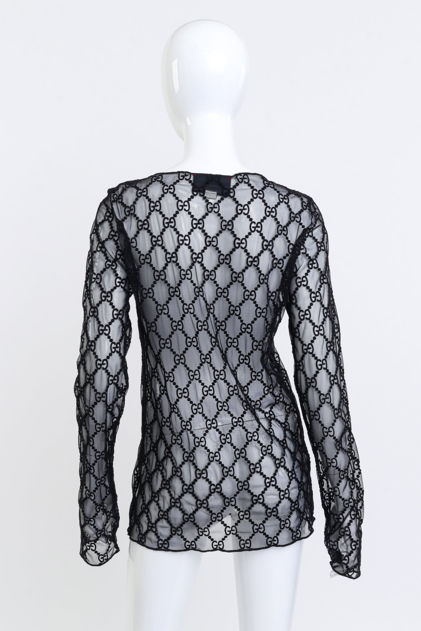 Gucci GG Diamond Knit Tulle Top back on mannequin @recess la