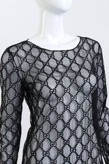 Gucci GG Diamond Knit Tulle Top front on mannequin closeup @recess la