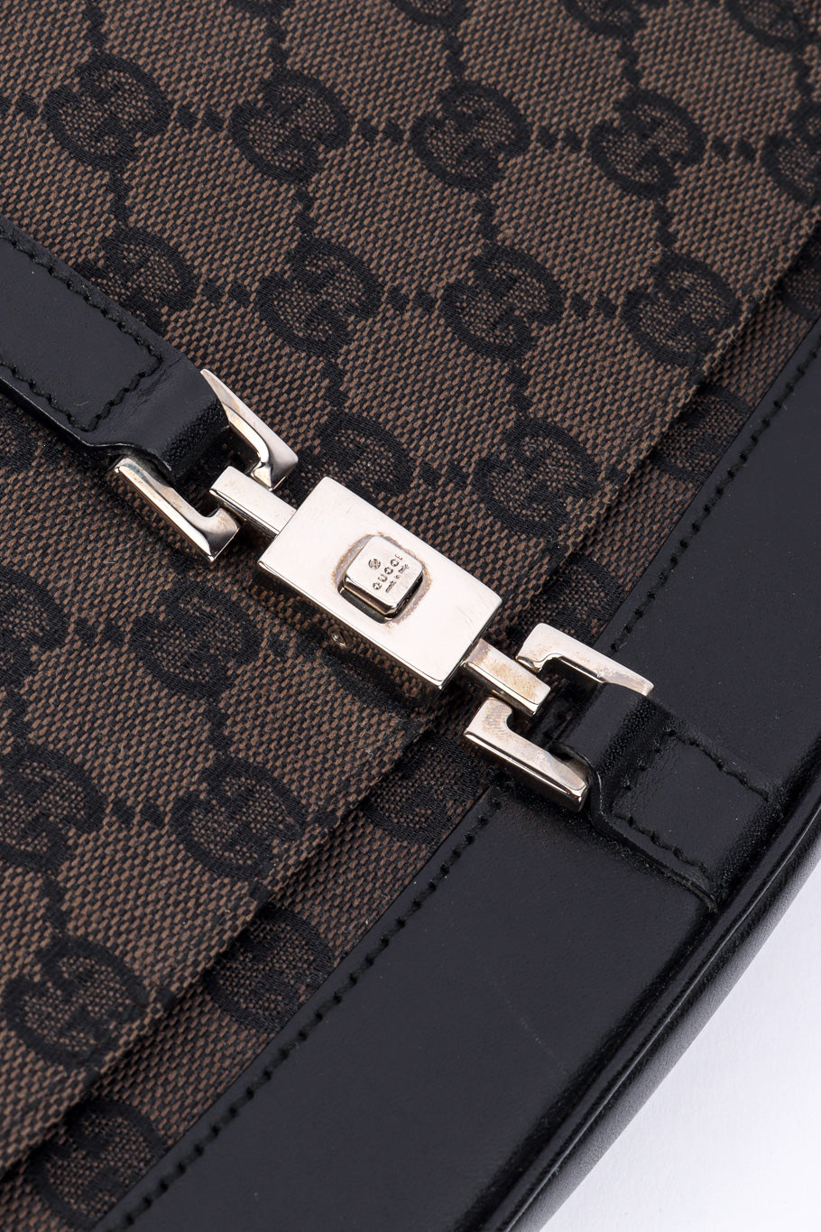 GG Monogram Jackie Shoulder Bag by Gucci on white background clasp @recessla