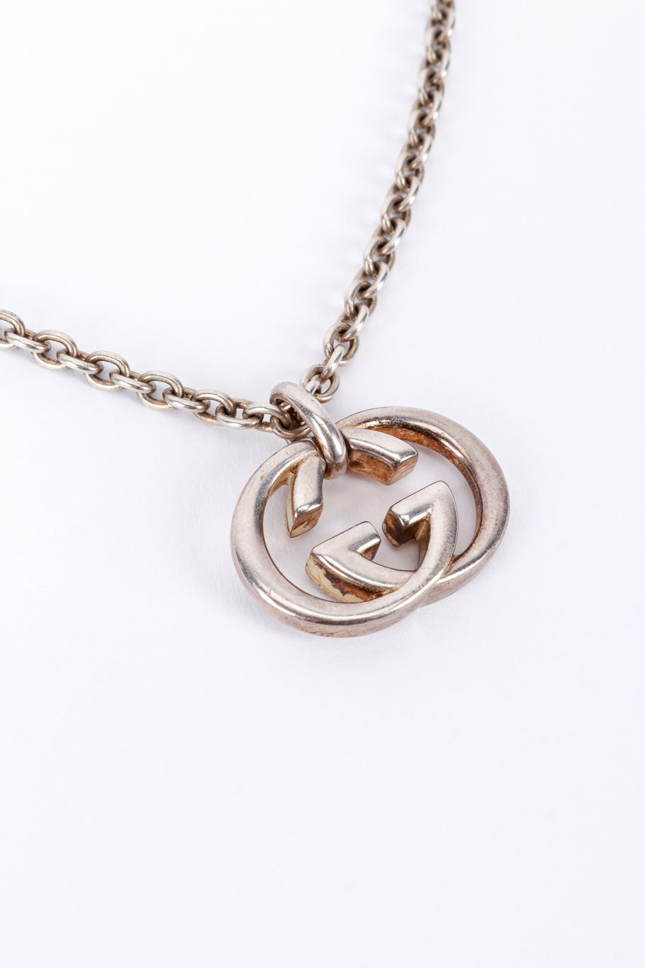 Gucci Sterling Silver GG Pendant Necklace charm detail @RECESS LA