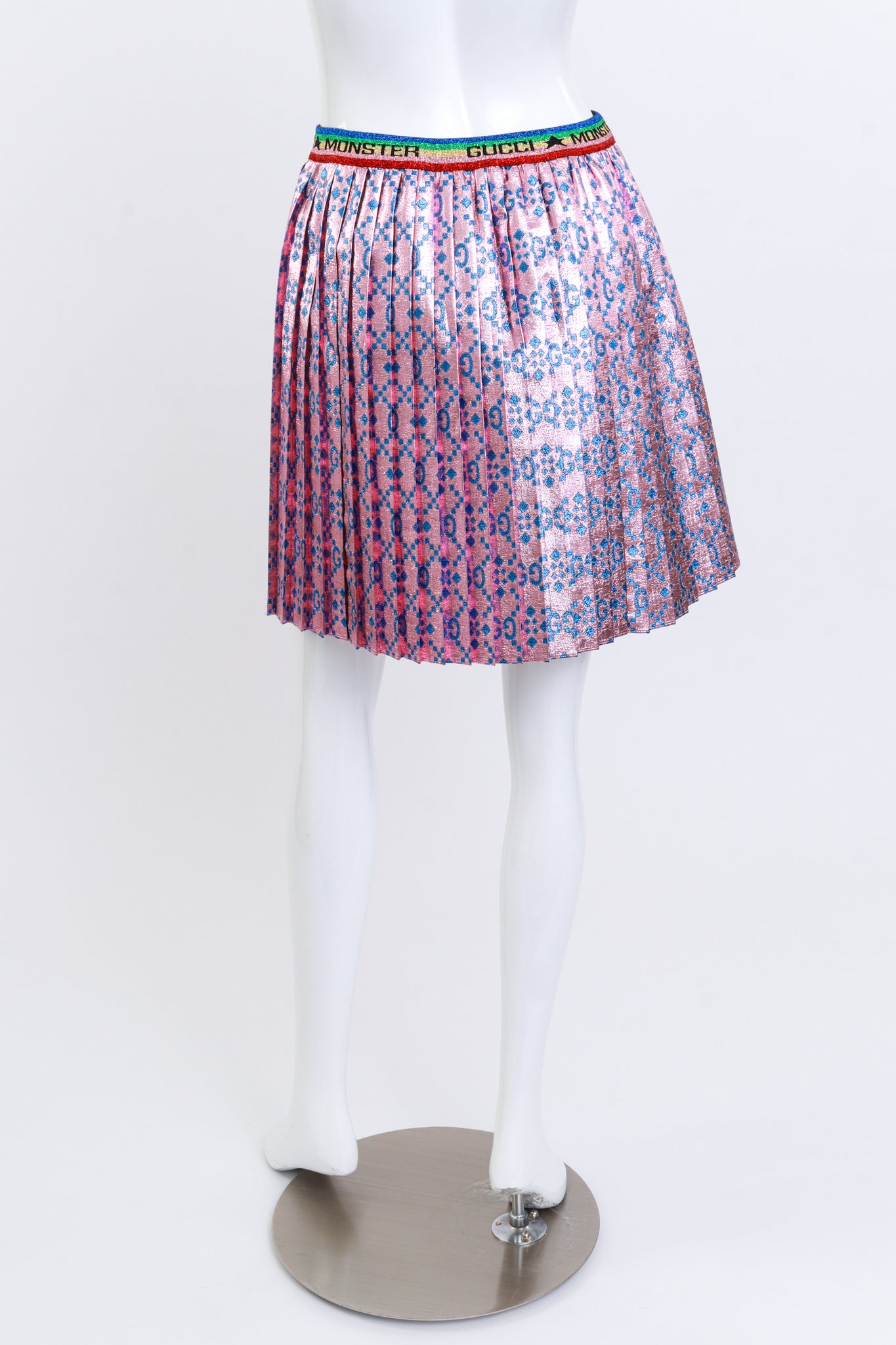 Gucci Lurex Pleated GG Skirt back on mannequin @recess la