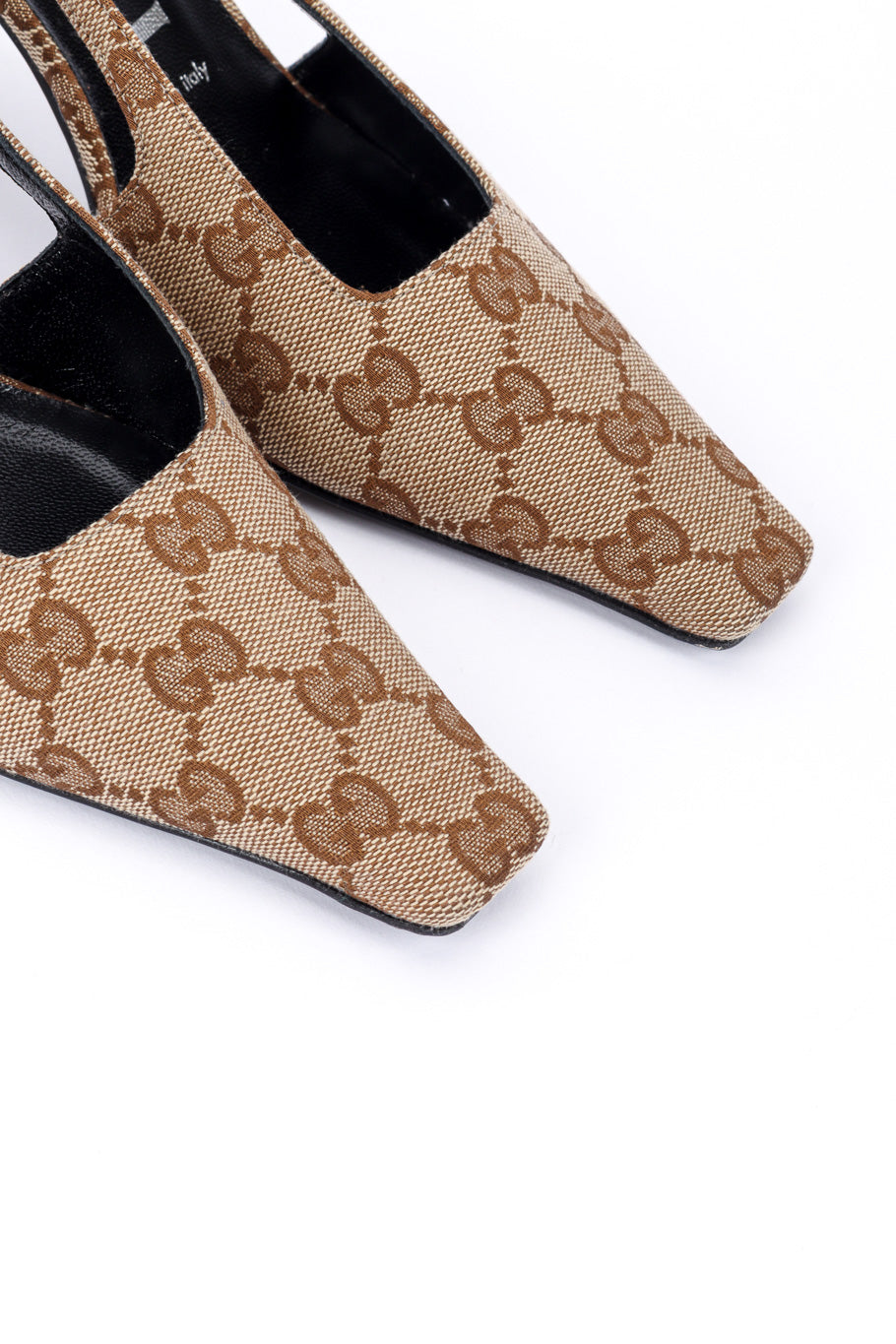 GG Logo-Jacquard Slingback Pumps by Gucci on white background toes close @recessla
