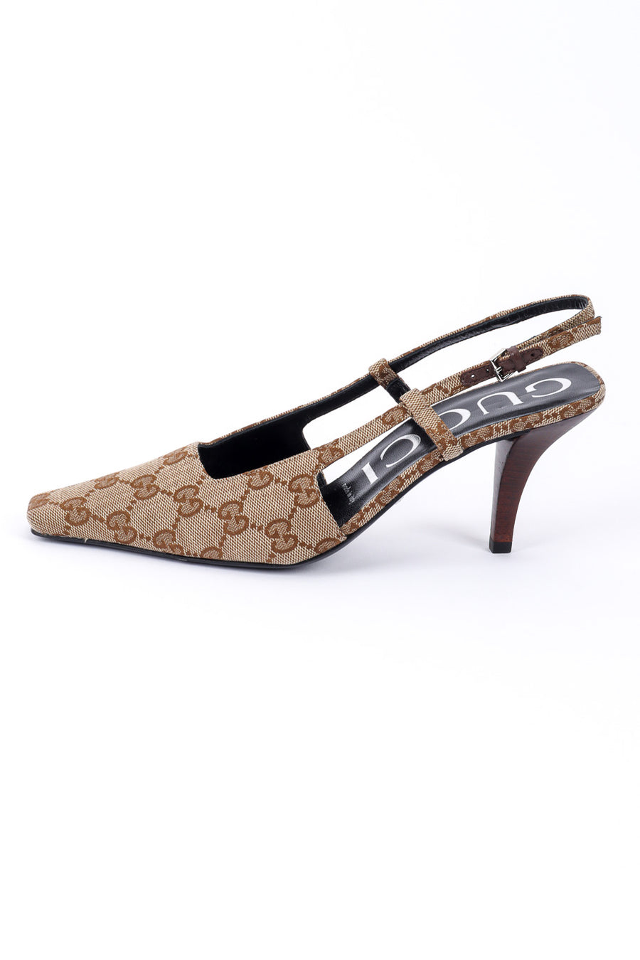靴 GUCCI Slingback Pumps Square Toe 35C Gucci GG Logo Slingback Pumps – Recess