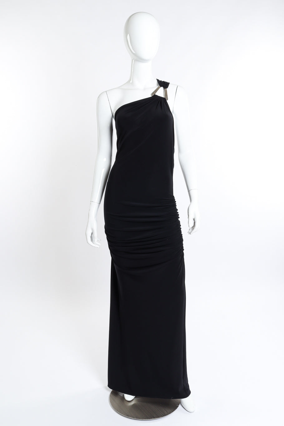 Vintage Janine Ruched One Shoulder Dress front on mannequin @recess la