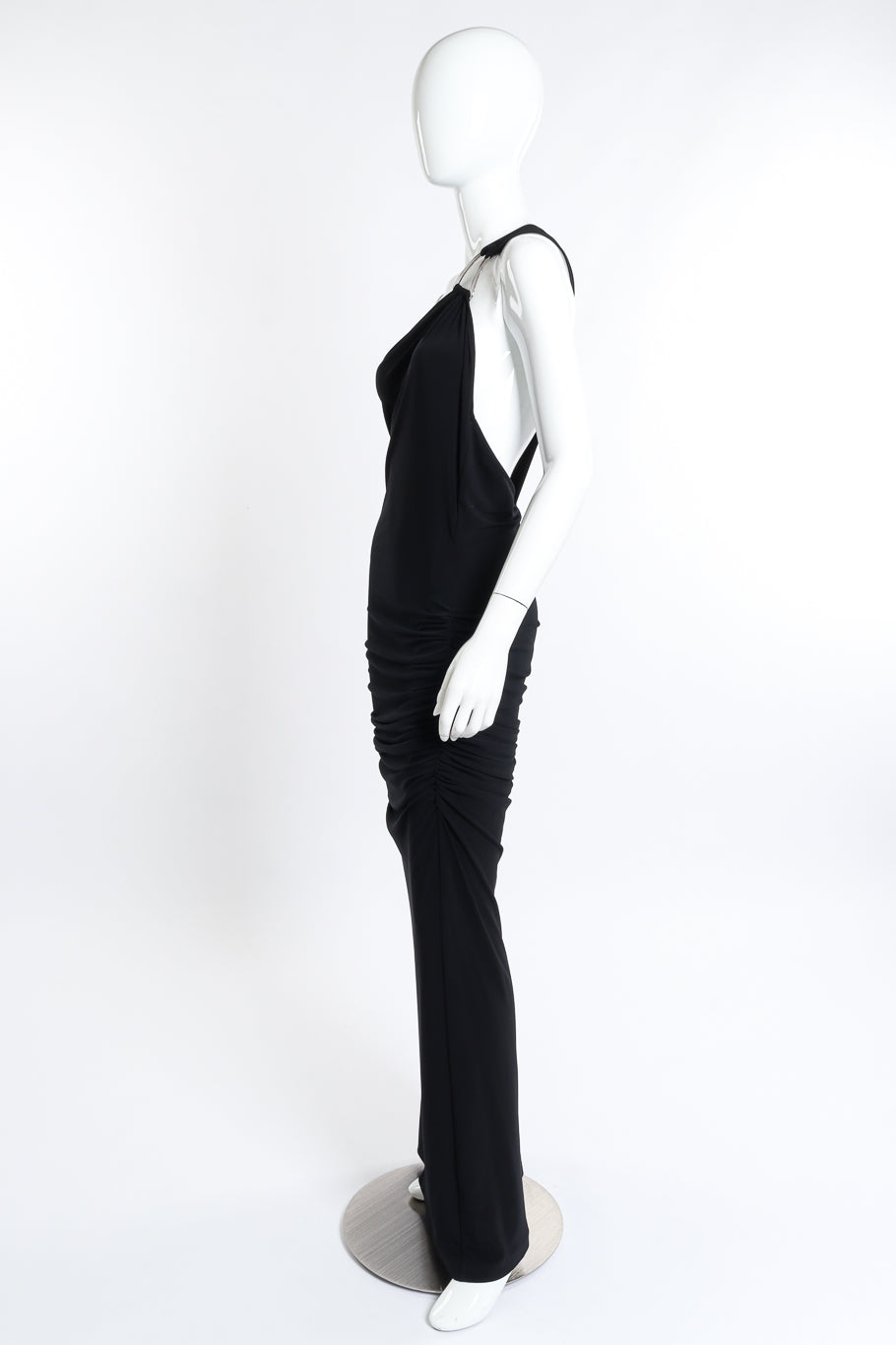 Vintage Janine Ruched One Shoulder Dress left side on mannequin @recess la