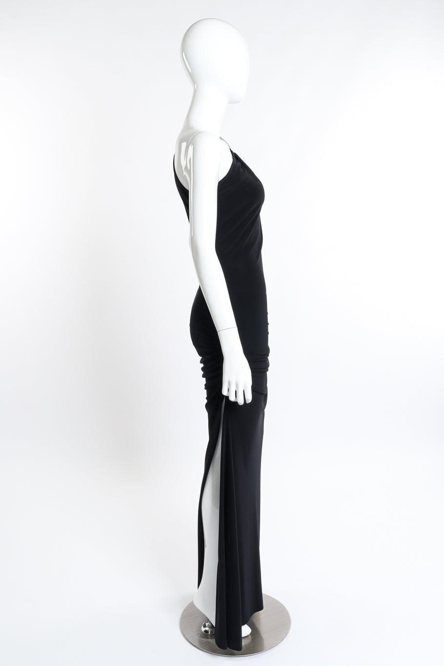 Vintage Janine Ruched One Shoulder Dress right side on mannequin @recess la
