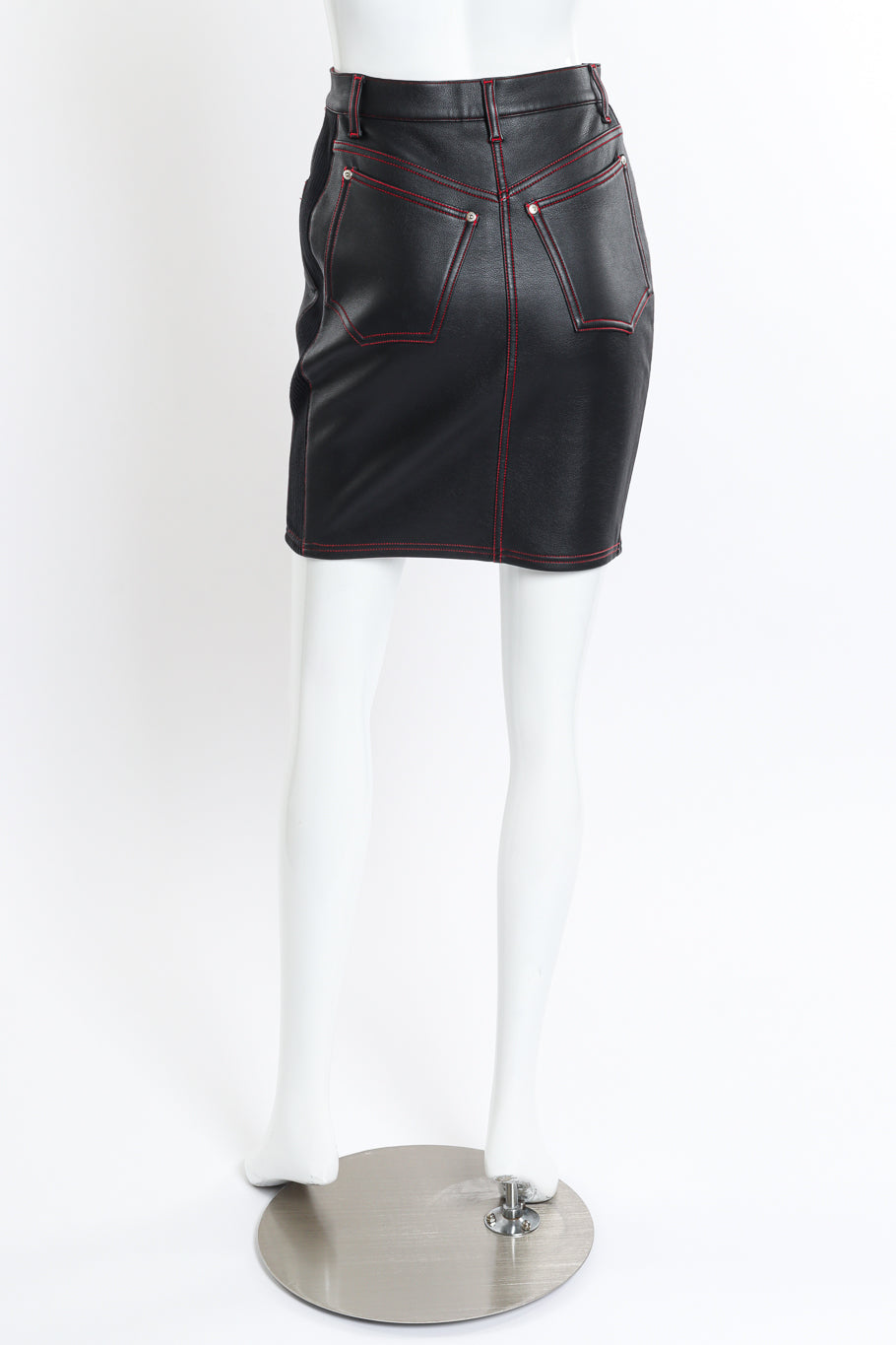 Junior Gaultier Patchwork Faux Leather Skirt back on mannequin @recess la