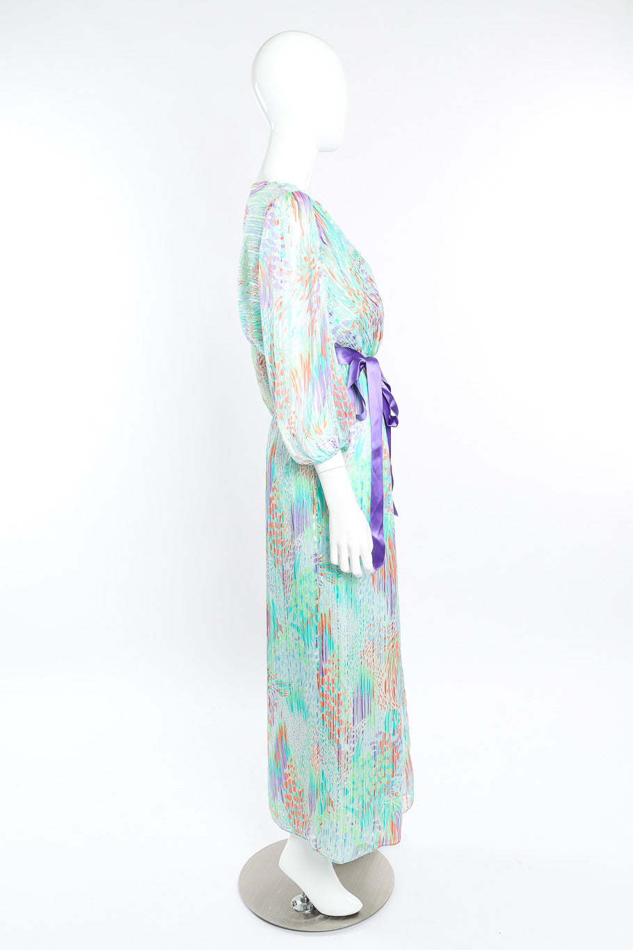 Vintage Gentillesse Brushstroke Silk Blouson Dress side view on mannequin @Recessla