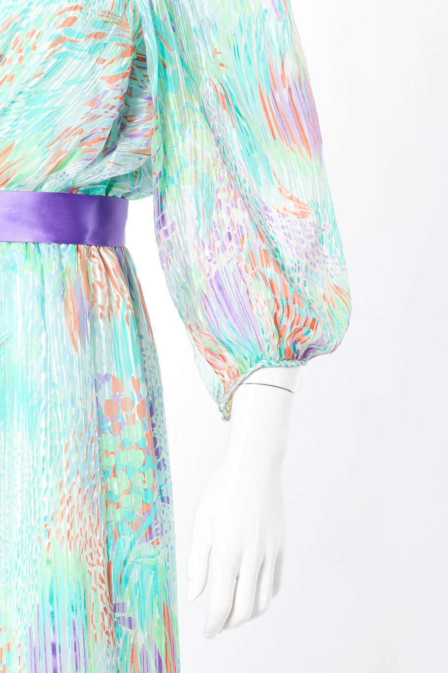 Vintage Gentillesse Brushstroke Silk Blouson Dress sleeve closeup @Recessla
