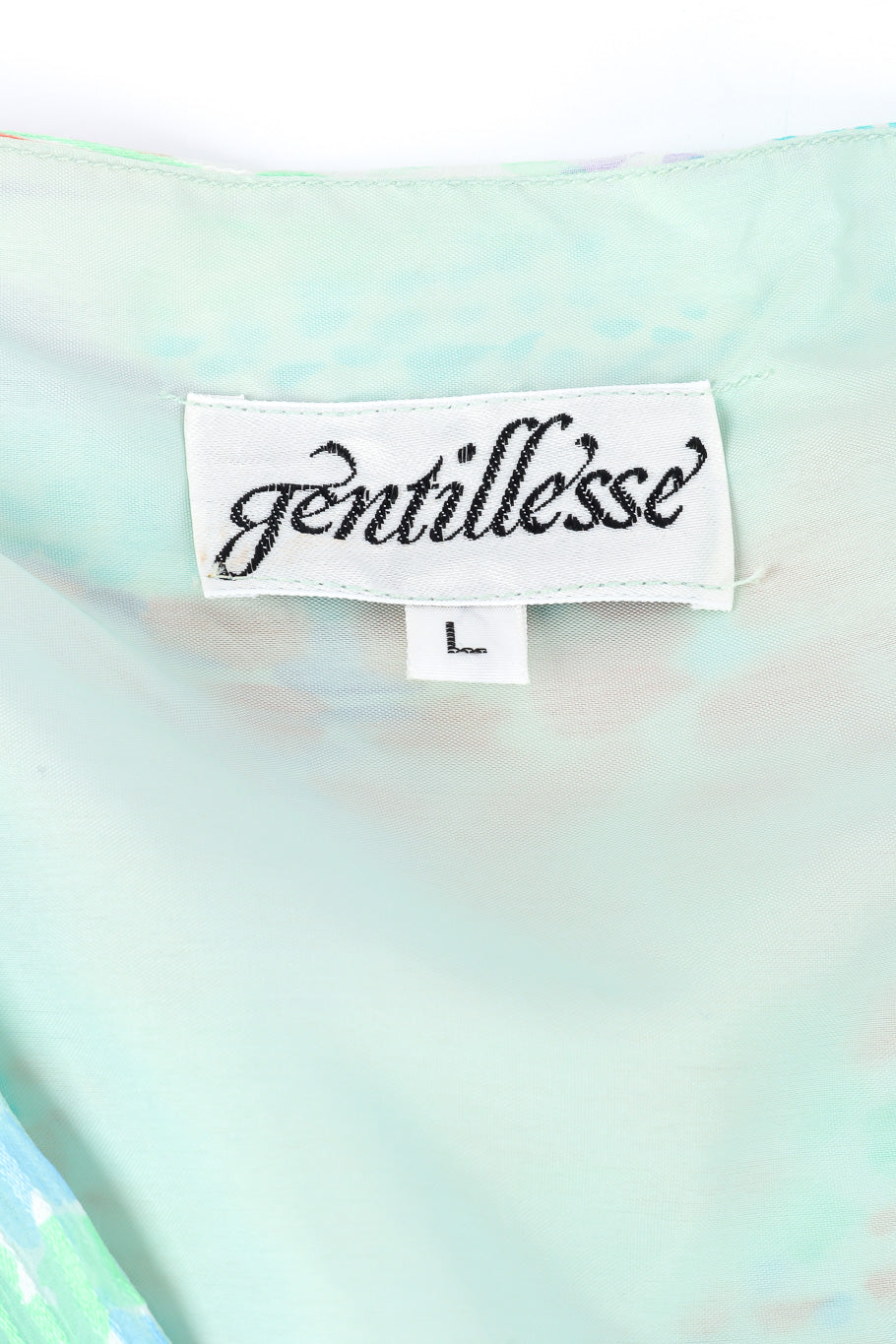 Vintage Gentillesse Brushstroke Silk Blouson Dress label closeup @Recessla