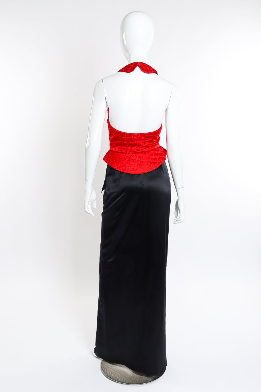 Vintage Geoffrey Beene Peplum Vest and Maxi Skirt Set back on mannequin @recessla