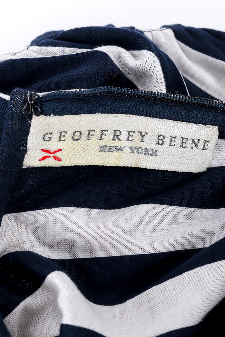 Vintage Geoffrey Beene Striped Jumpsuit signature label closeup @Recessla