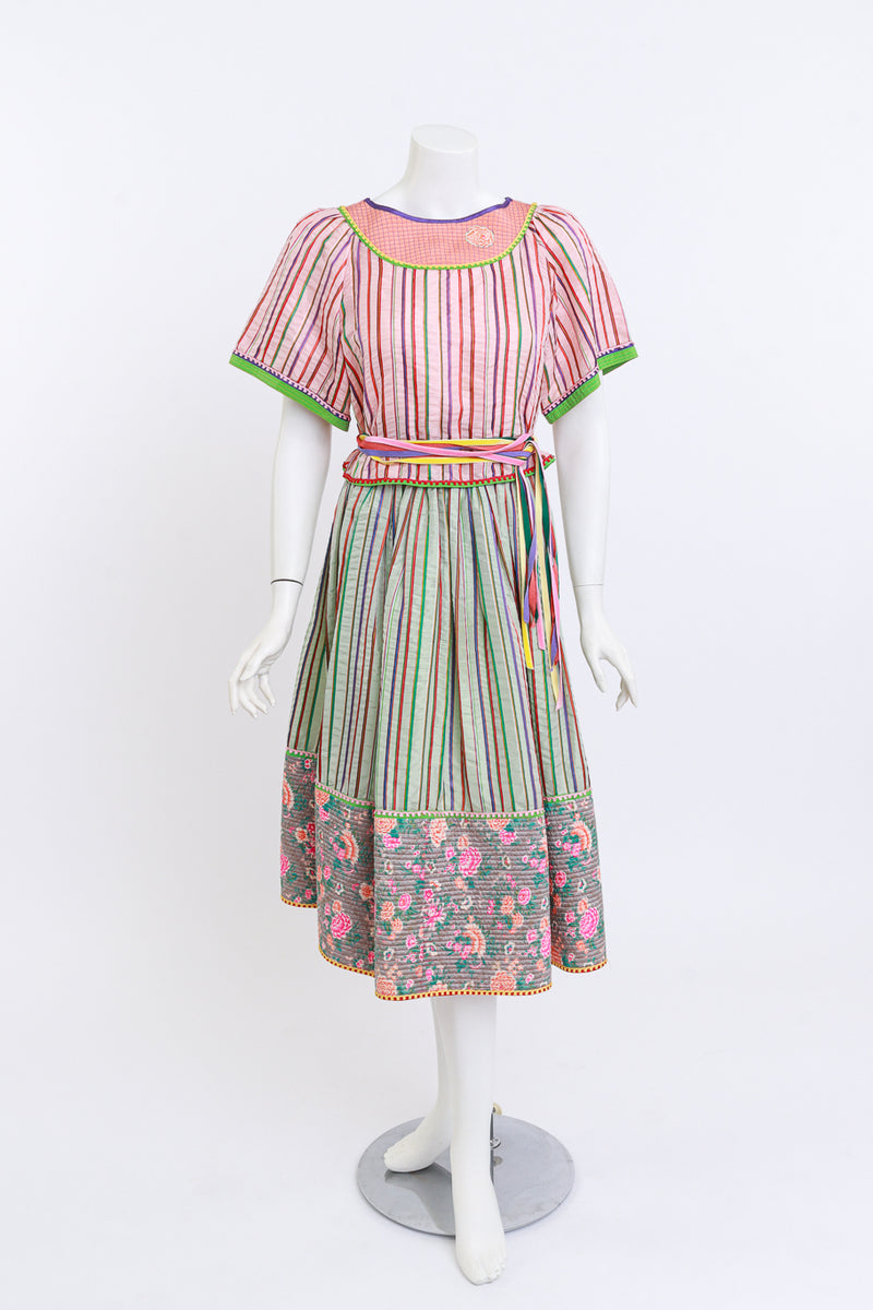 Geoffrey Beene Candy Stripes & Carnations Peasant Skirt Set @RECESS LA