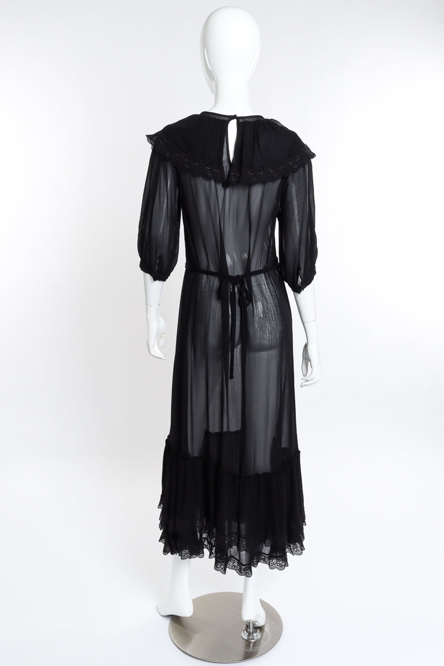 Vintage Ghost Lace Peasant Dress back on mannequin @recess la