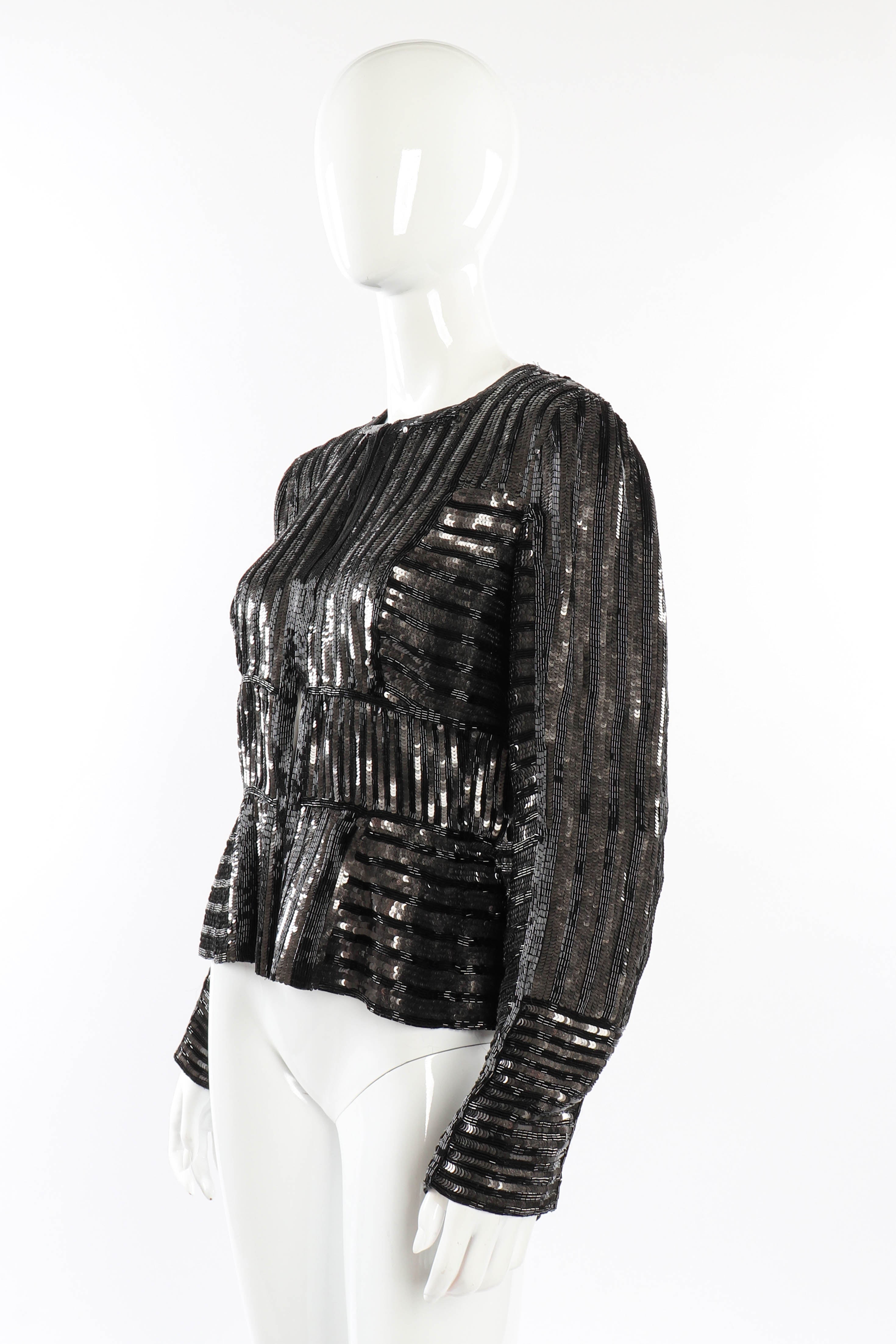 Vintage Gianfranco Ferre Sequin Stripe Jacket 3/4 front on mannequin @recessla